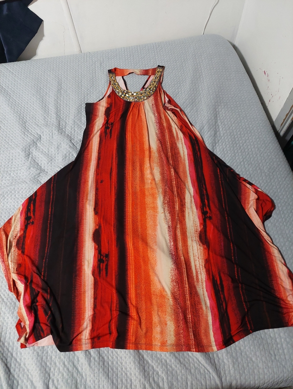 Rafaella Multicolor Orange Red Halter Dress